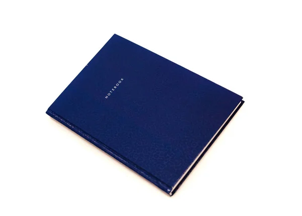 Μπλε Σημειωματάριο Απομονώνονται Λευκό Φόντο — Φωτογραφία Αρχείου