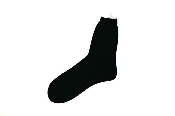 Один Черный Носок Изолирован Белом Фоне — стоковое фото