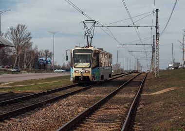 Moskova 'da tramvay raylarda 15 Mart 2020: