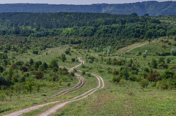 Dzikie górskie polne drogi dla Suvs prowadzą wysoko w góry — Zdjęcie stockowe