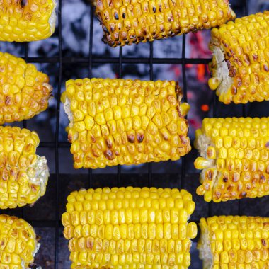 Izgarada kızartılmış mısır.