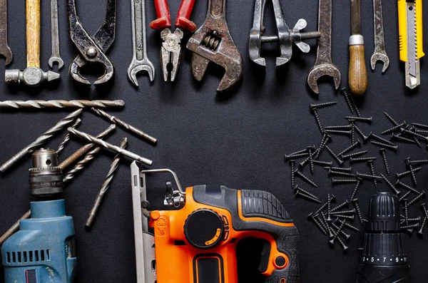 Eine Reihe Von Werkzeugen Für Private Und Geschäftliche Reparaturen Umbaukonzept — Stockfoto