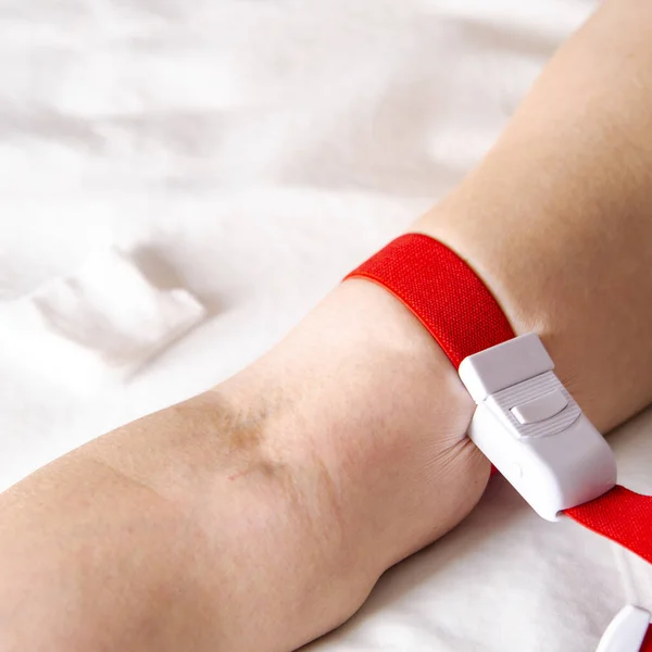 Woman\'s vein ready for intravenous injection during pandemic