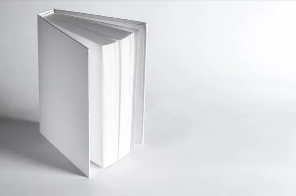 Mockup Chiuso Libro Quadrato Bianco Sfondo Bianco Carta Strutturata Modello — Foto Stock