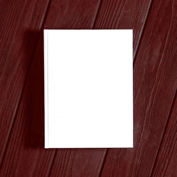 Mockup Livro Quadrado Branco Fechado Fundo Papel Texturizado Branco Modelo — Fotografia de Stock