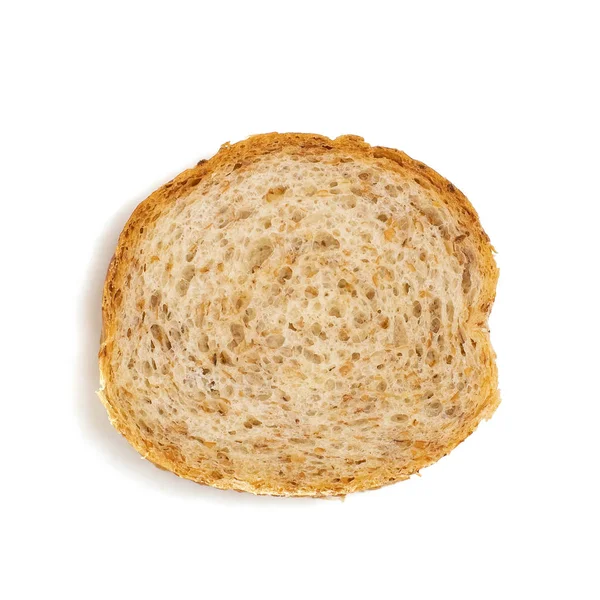 Baguette de trigo en rodajas aislada sobre fondo blanco. Vista superior —  Fotos de Stock