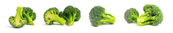 緑のブロッコリーのパターン食品 白い背景に隔離された野菜 トップ表示 — ストック写真