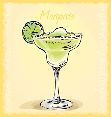 Margarita kokteylinin vektör çizimi