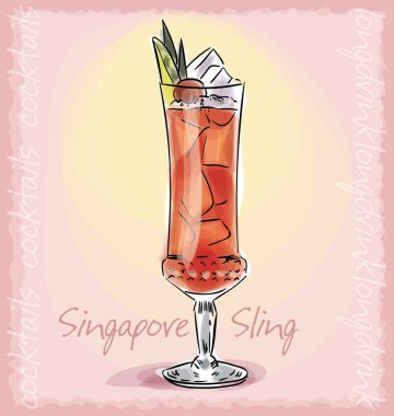 Singapur kokteylinin vektör çizimi