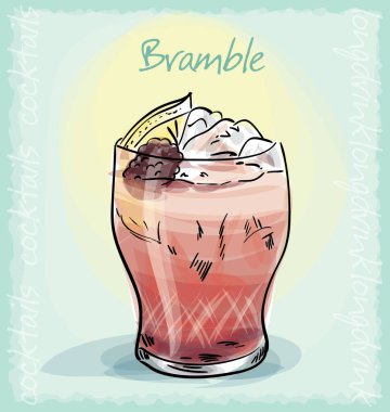Bramble kokteylinin vektör çizimi