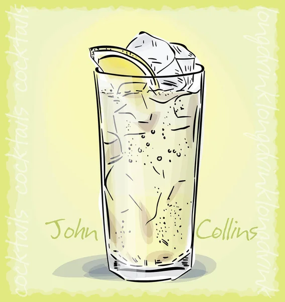 Vector Schets Illustratie Van John Colins Cocktail — Stockvector
