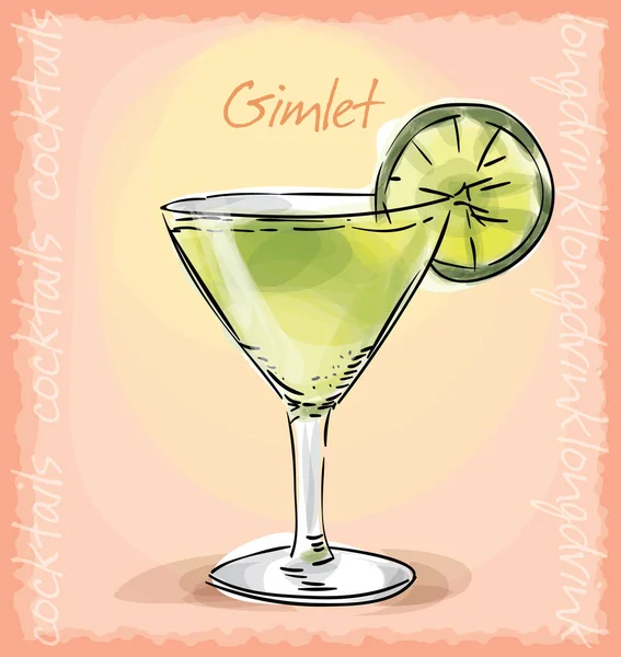 Gimlet鸡尾酒的矢量草图说明 — 图库矢量图片
