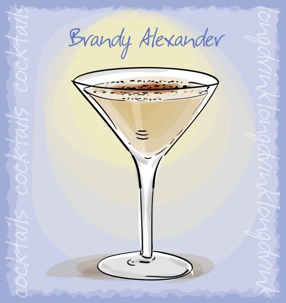 Brandy Alexander Kokteylinin Vektör Çizimi — Stok Vektör