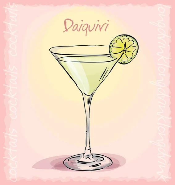 Daiquiri鸡尾酒的矢量草图说明 — 图库矢量图片
