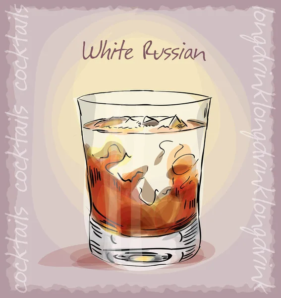 Beyaz Rus Kokteylinin Vektör Çizimi — Stok Vektör