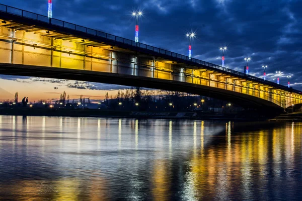 Most Nazwie Brankov Most Belgradzie Serbia Zachodzie Słońca — Zdjęcie stockowe