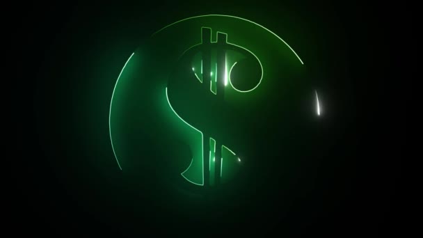 Neon dollar sign in various color options on a dark background . — Stock Video
