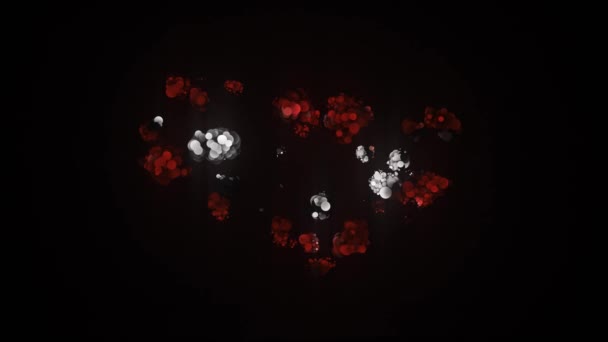 Червоні губи кусають ретро значок ізольовані на чорному фоні . — стокове відео