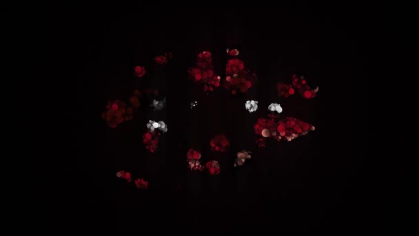 Rode lippen bijten retro pictogram geïsoleerd op zwarte achtergrond. — Stockvideo