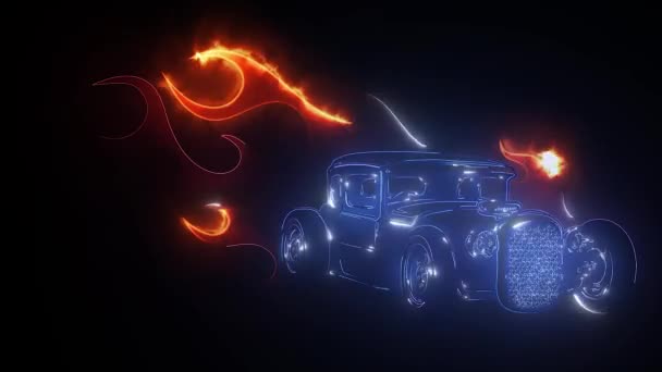 Ročník sportovní automobil video Laserová animace — Stock video