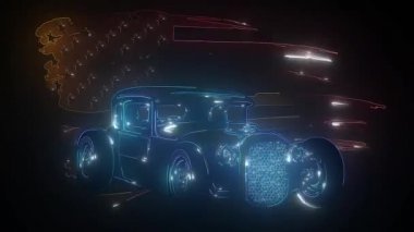 Retro kas araba lazer animasyon