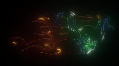 Komik palyaço suratlı neon tabela. Sirk performans reklam tasarımı. Gece aydınlığı tabelası, renkli ilan panosu, açık renk pano.