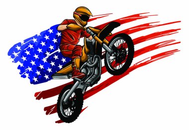 Motosikletli bir motokros sürücüsü - Illustration vektörü