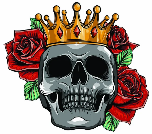 Illustration vectorielle crâne portant une couronne royale — Image vectorielle