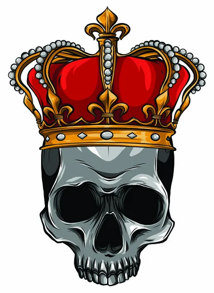 死の王だ。冠を持つ頭蓋骨の肖像 — ストックベクタ