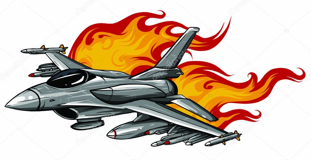 Military fighter jets isolated on background. Vector illustration