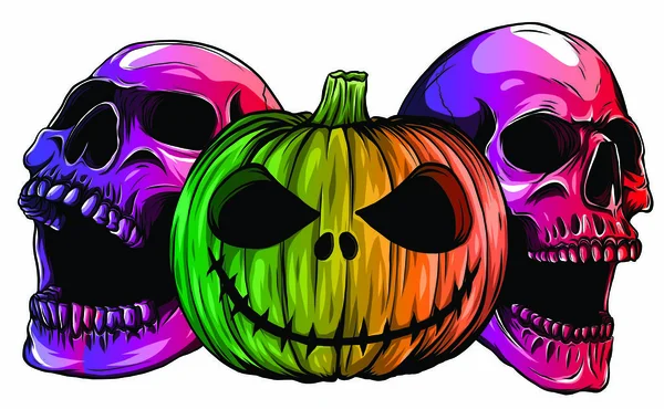 Halloween Monstruos cráneo títeres aislamiento vector de imagen — Archivo Imágenes Vectoriales