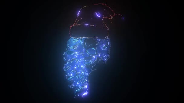 Yeni yıl şapkasıyla grafiksel kafatası — Stok video