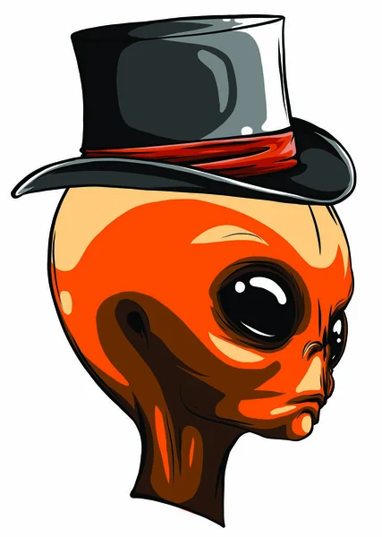 Cabeza alienígena vaquero sombrero vector logotipo ilustración — Archivo Imágenes Vectoriales