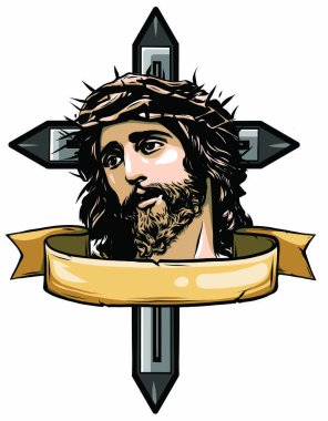 Jesus Christ face, art vector design illustration clipart