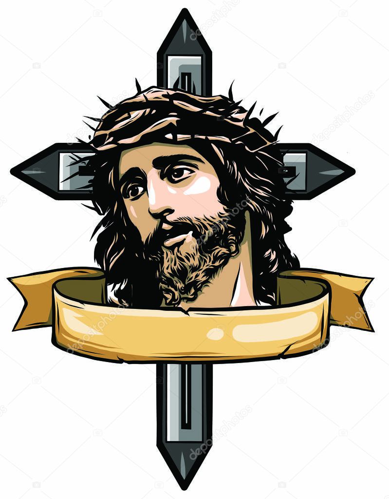 Jesus Christ face, art vector design illustration