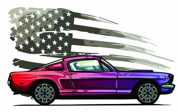 Εικονογράφηση διανυσματικού γραφικού σχεδιασμού ενός αμερικανικού μυϊκού αυτοκινήτου — Διανυσματικό Αρχείο