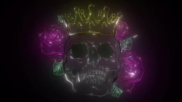 Prince skull in crown laser animation — Stock Video