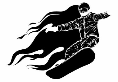 Snowboardcu karga ateş vektörü çizim sanatında