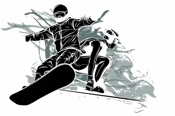 Collection de snowboard sport, illustration vectorielle skieurs — Image vectorielle