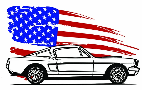 Diseño gráfico vectorial ilustración de un coche músculo americano — Vector de stock