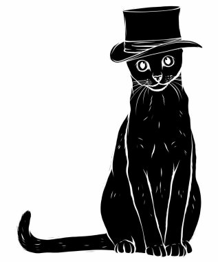 Gri şapkalı, gözlüklü ve papyonlu komik İngiliz kedi hipster.