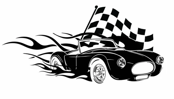 Vector muscle car with flames Crazy race — Stock Vector