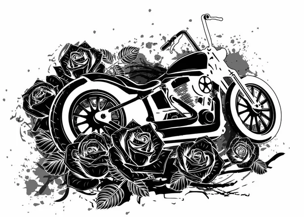 Vector ilustración Flaming Bike Chopper Ride Vista frontal — Archivo Imágenes Vectoriales