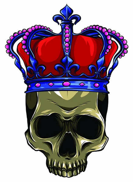 Wektor charakter - król czaszki i skrzyżowane berła królewskie ilustracja — Wektor stockowy