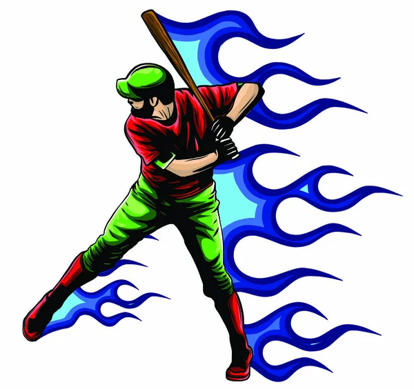 Vektori Baseball pelaaja seisoo bat käsissään, abstrakti vektori siluetti — vektorikuva