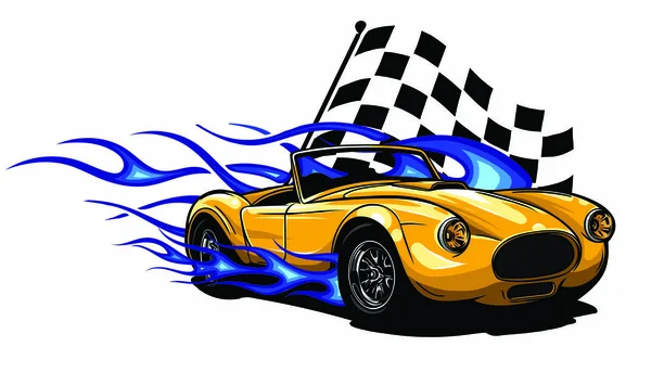 Alevli vektör kaslı araba Çılgın yarış — Stok Vektör