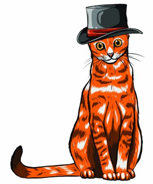 Gri şapkalı, gözlüklü ve papyonlu komik İngiliz kedi hipster.