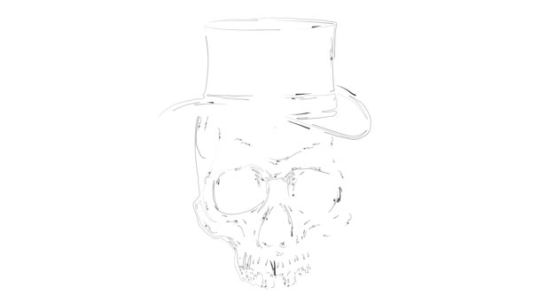 Skull in vintage hat video — Stock Video