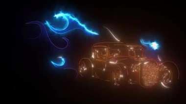Retro kas araba lazer animasyon
