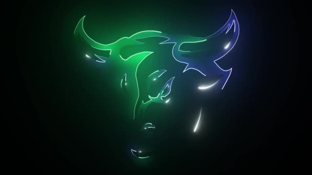 Bull huvud siluett symbol video animation — Stockvideo